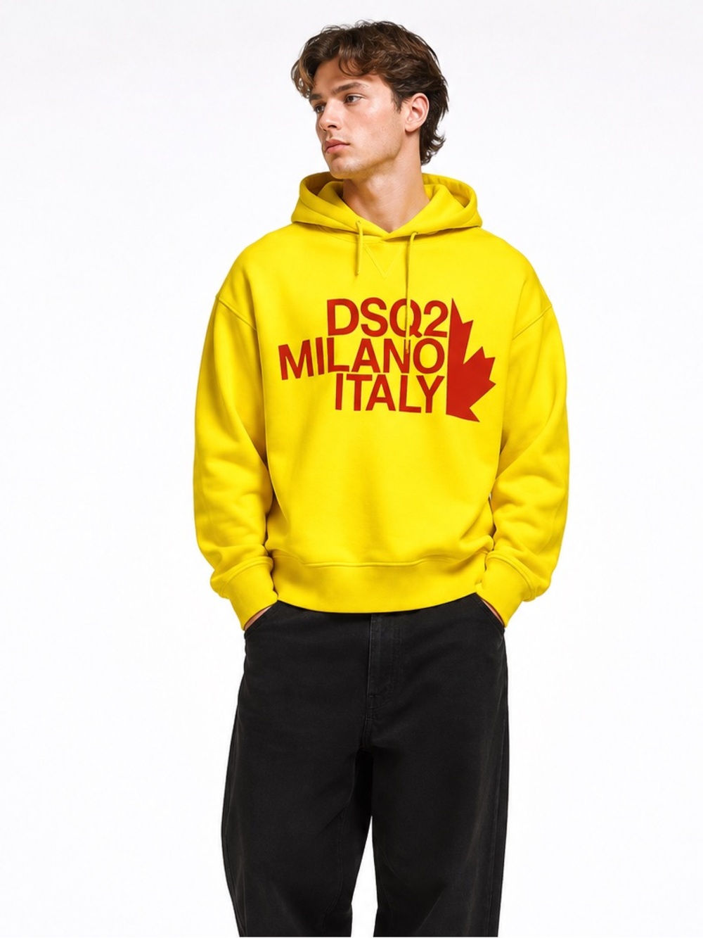 DSQUARED2 Yellow Hoodie with Red Print